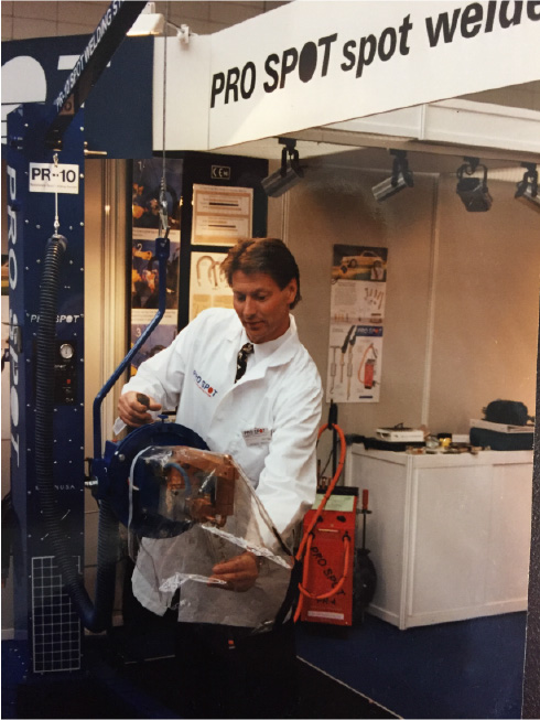 Ron Olsson demonstrates the product during the trade show