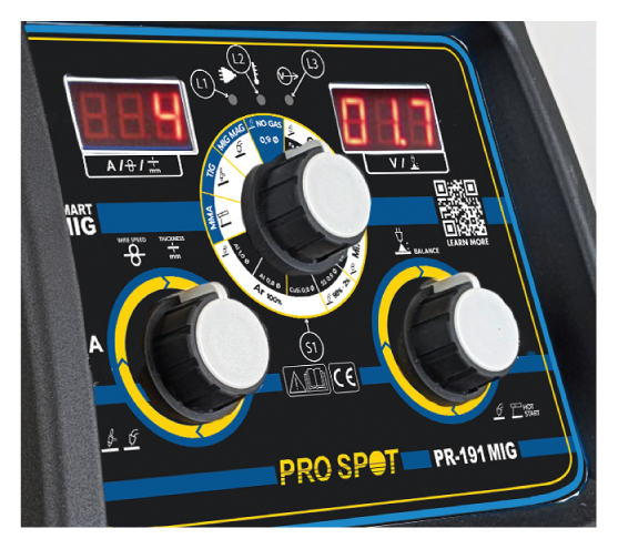 PR-191 front panel and display screen