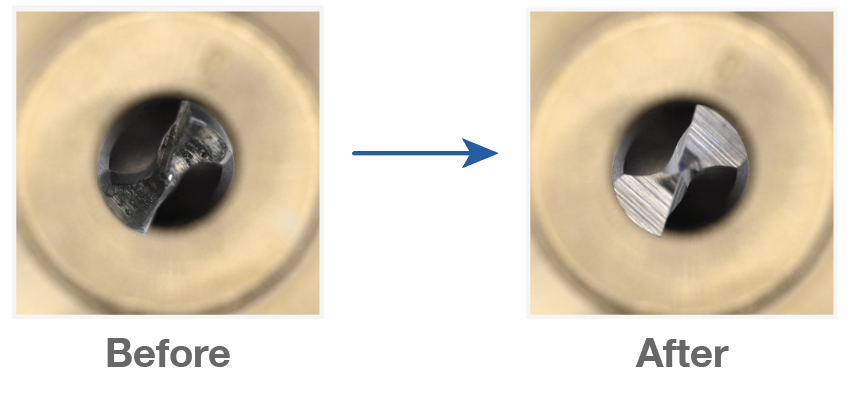 Drill bit before and after sharpening