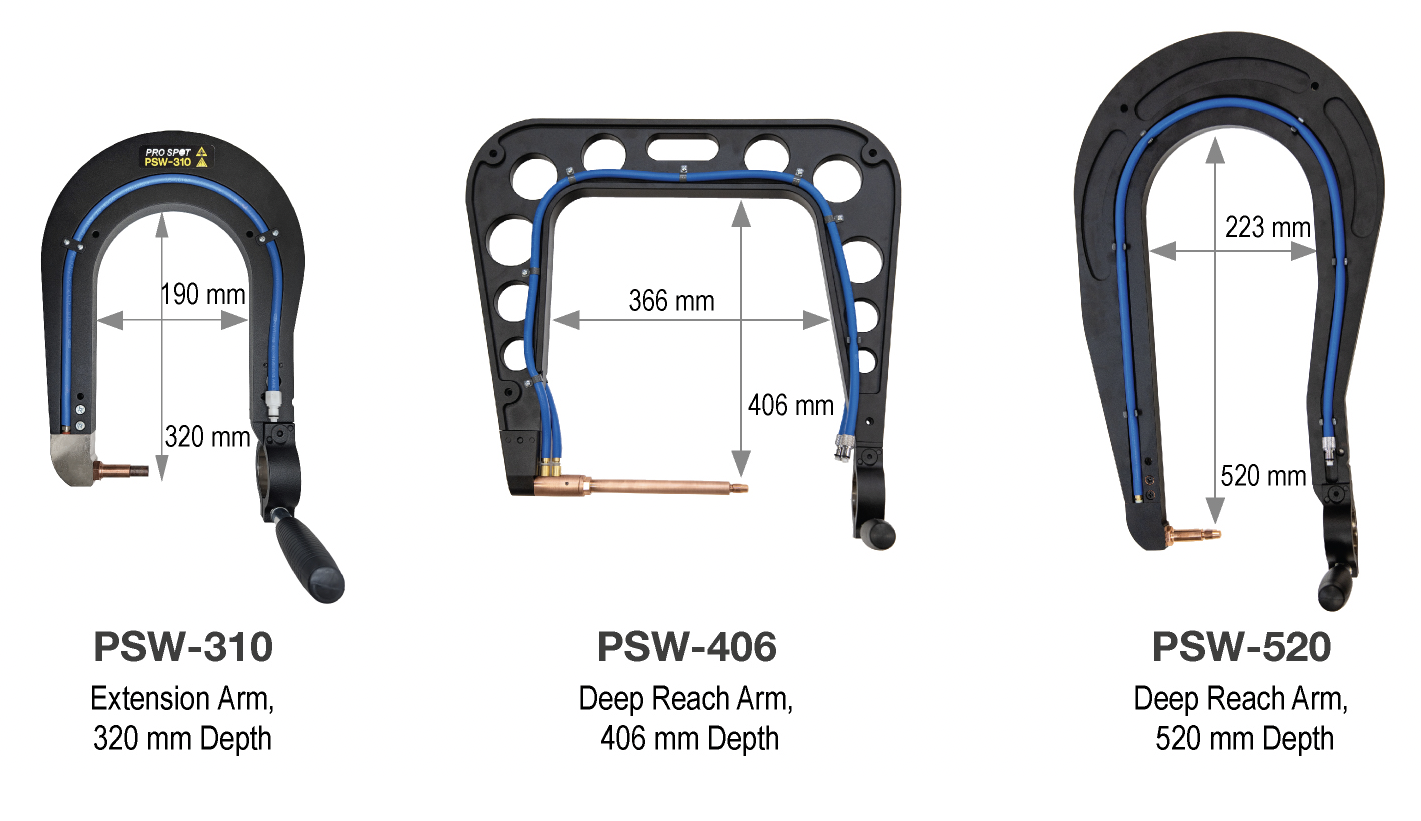 New 320mm, 420mm and 520mm arms for i4s Spot Welder